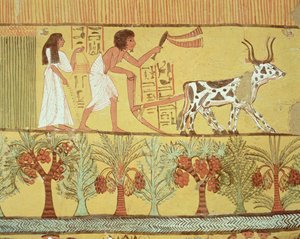 Sennedjem und seine Frau beim Säen und Pflügen, aus dem Grab von Sennedjem, Das Arbeiterdorf, Neues Reich